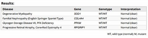Harvey’s Disease Report Results Table.