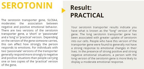 My serotonin result.